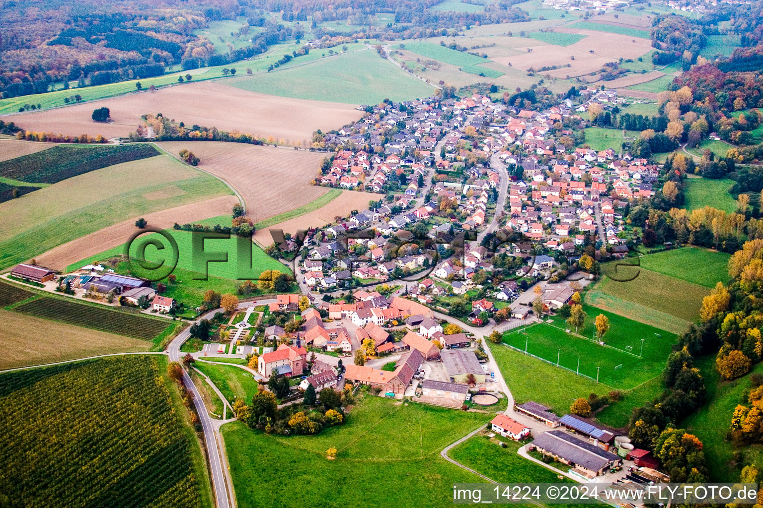 Village view in the district Lobenfeld in Lobbach in the state Baden-Wuerttemberg, Germany