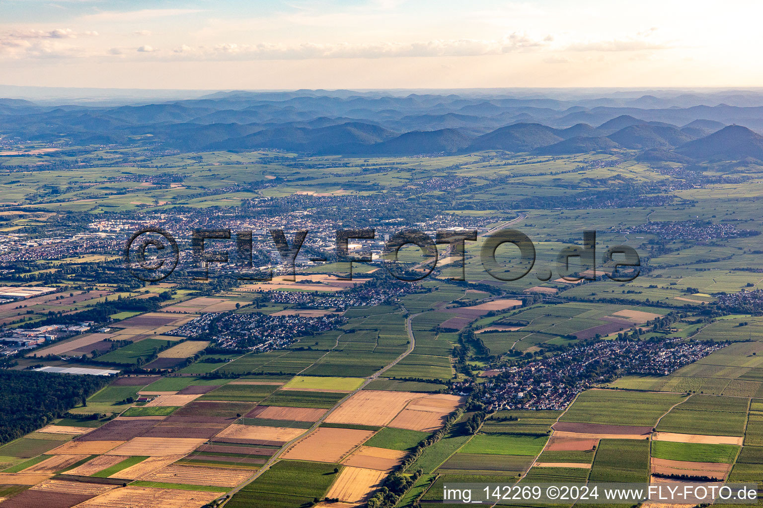 From northeast in Essingen in the state Rhineland-Palatinate, Germany