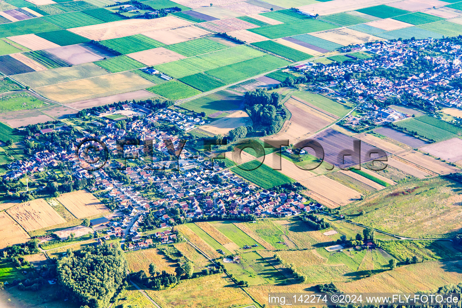 Bird's eye view of Knittelsheim in the state Rhineland-Palatinate, Germany