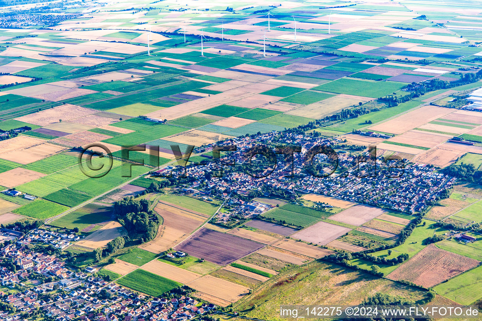 District Ottersheim in Ottersheim bei Landau in the state Rhineland-Palatinate, Germany seen from above