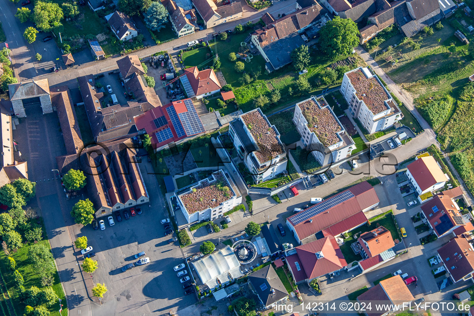 Aerial view of Sylvanerstr in the district Schweigen in Schweigen-Rechtenbach in the state Rhineland-Palatinate, Germany