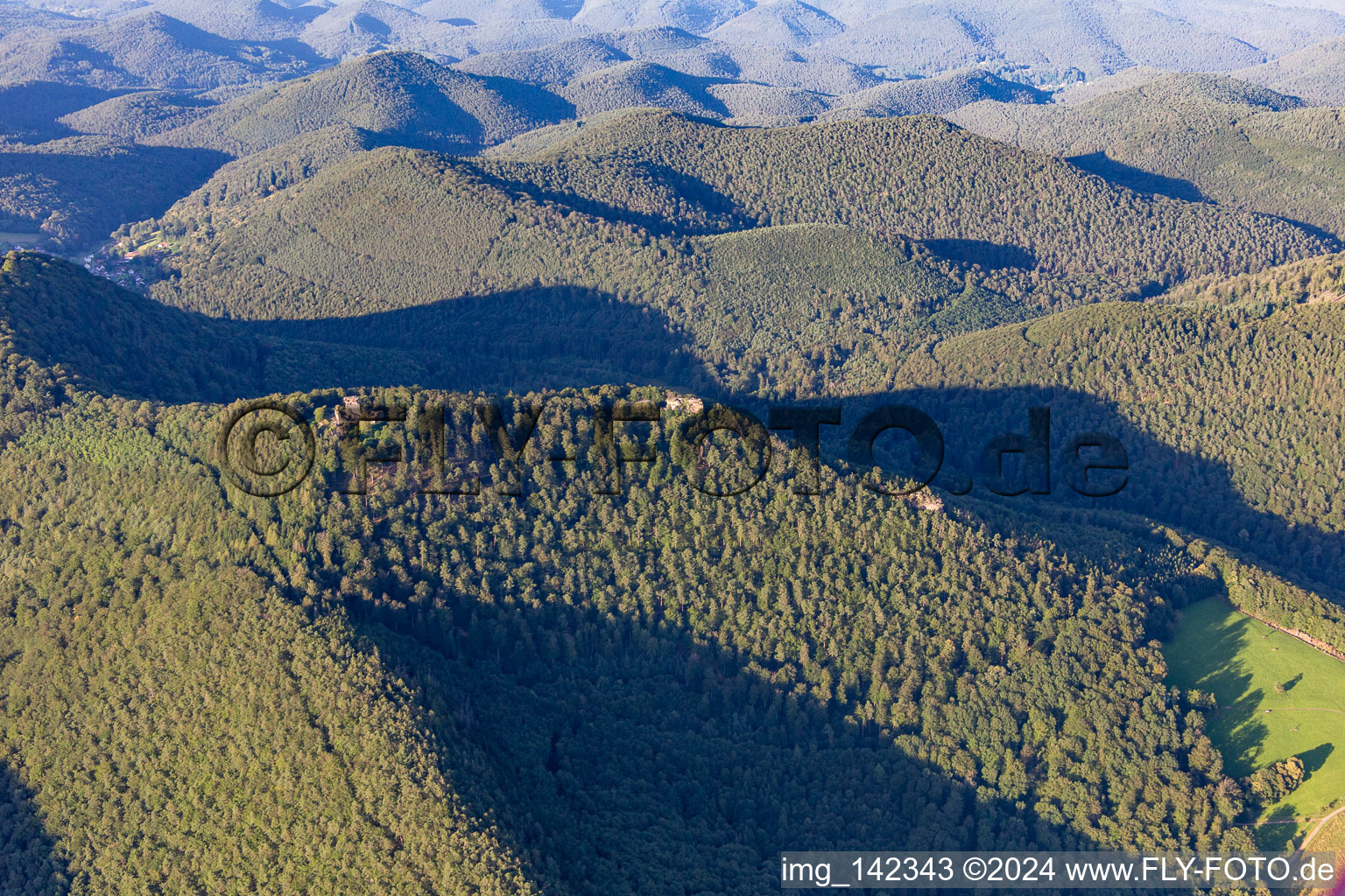 Aerial view of Wegelnburg in Schönau in the state Rhineland-Palatinate, Germany