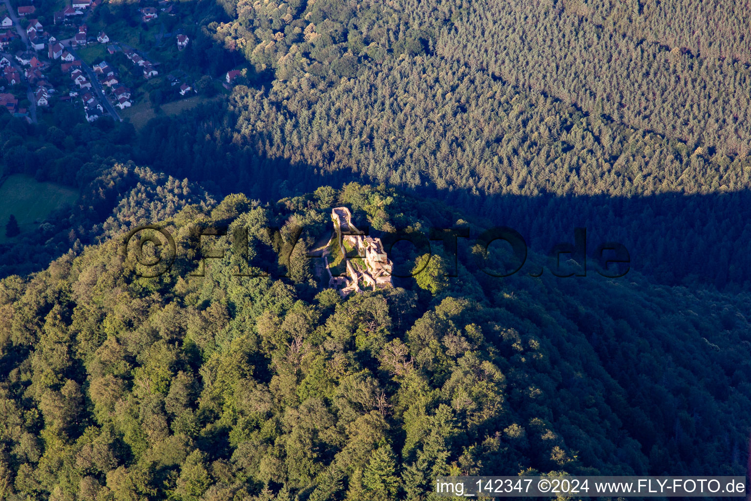 Aerial photograpy of Wegelnburg in Schönau in the state Rhineland-Palatinate, Germany