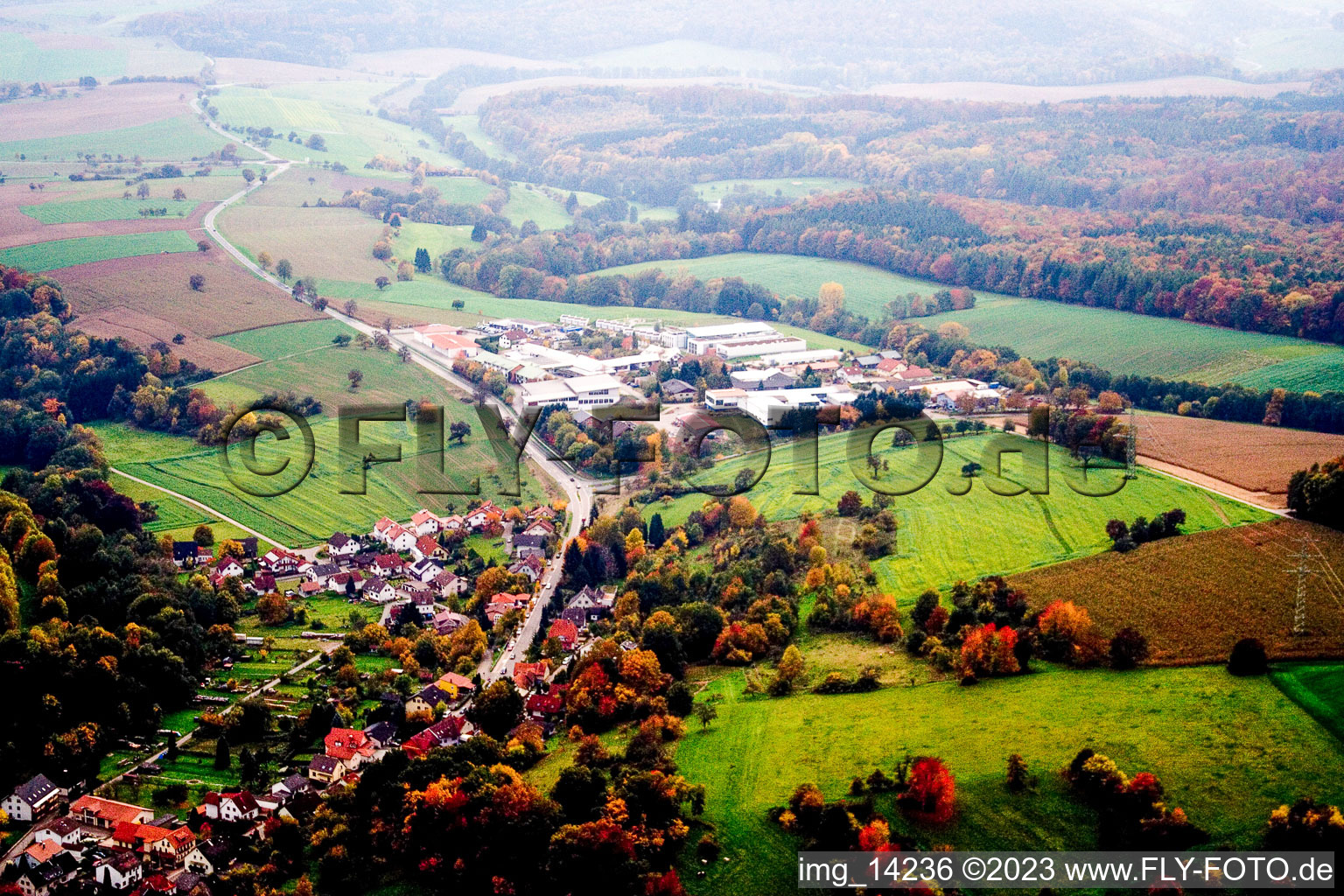 Waldwimmersbach in the state Baden-Wuerttemberg, Germany seen from above