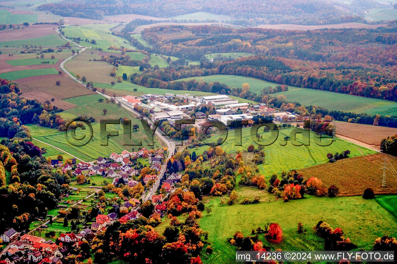 Waldwimmersbach in the state Baden-Wuerttemberg, Germany seen from above