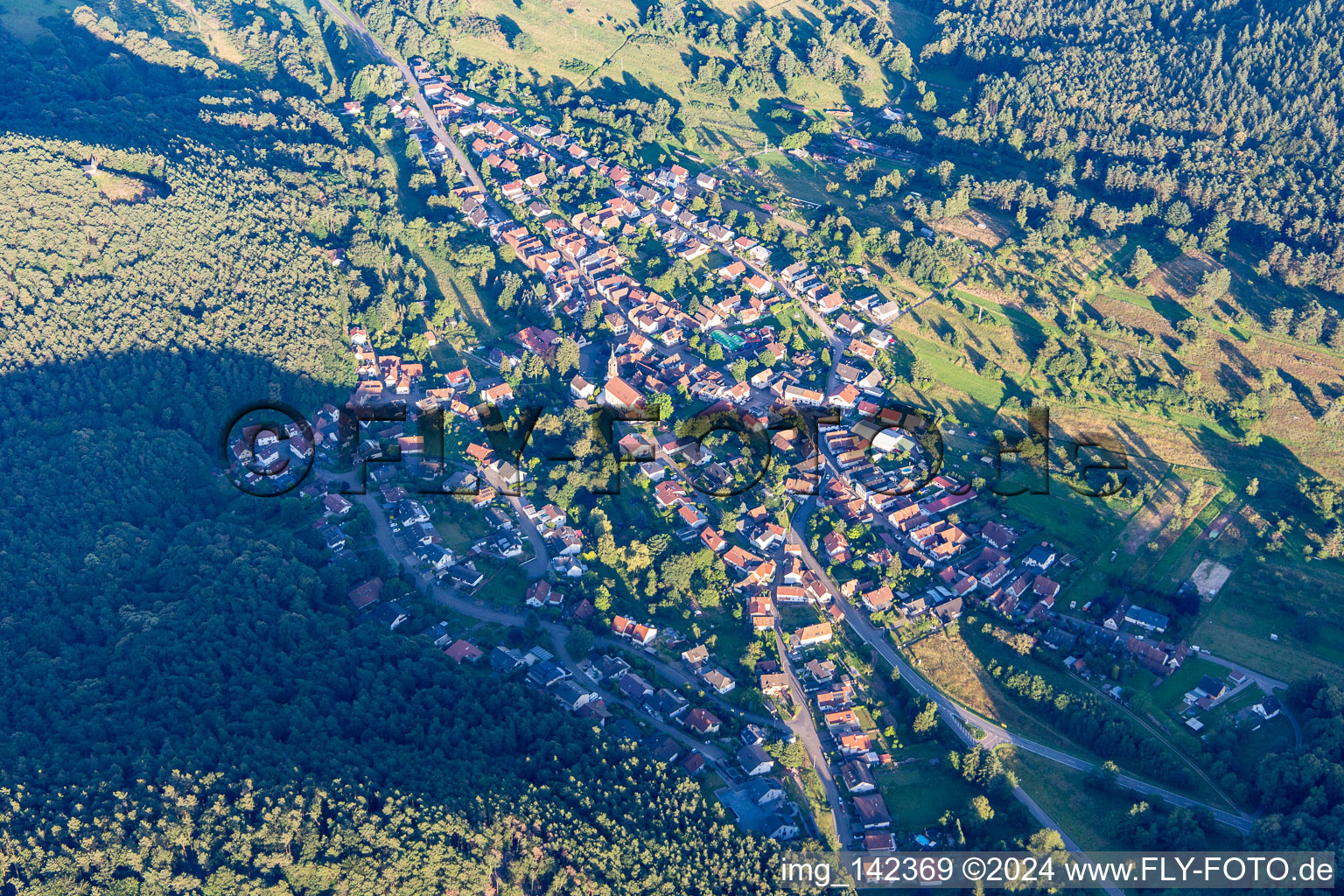 Aerial view of From the northwest in Birkenhördt in the state Rhineland-Palatinate, Germany