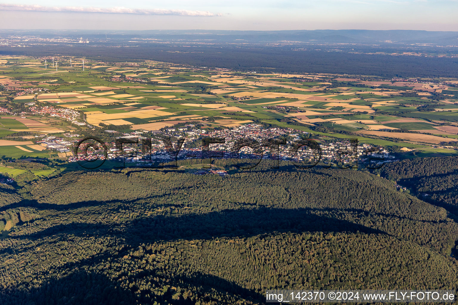 Aerial view of From the west in Bad Bergzabern in the state Rhineland-Palatinate, Germany