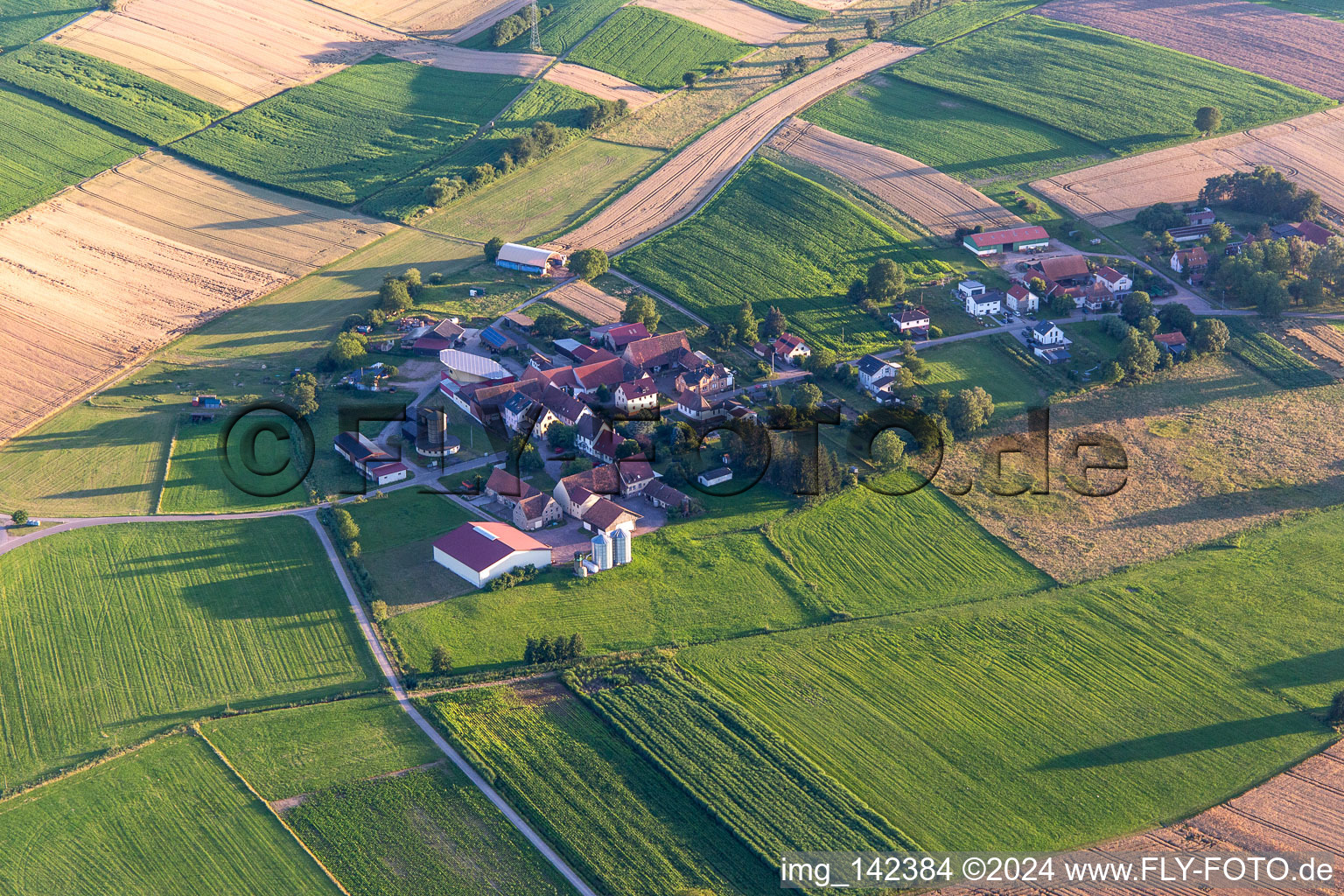 District Deutschhof in Kapellen-Drusweiler in the state Rhineland-Palatinate, Germany from the drone perspective