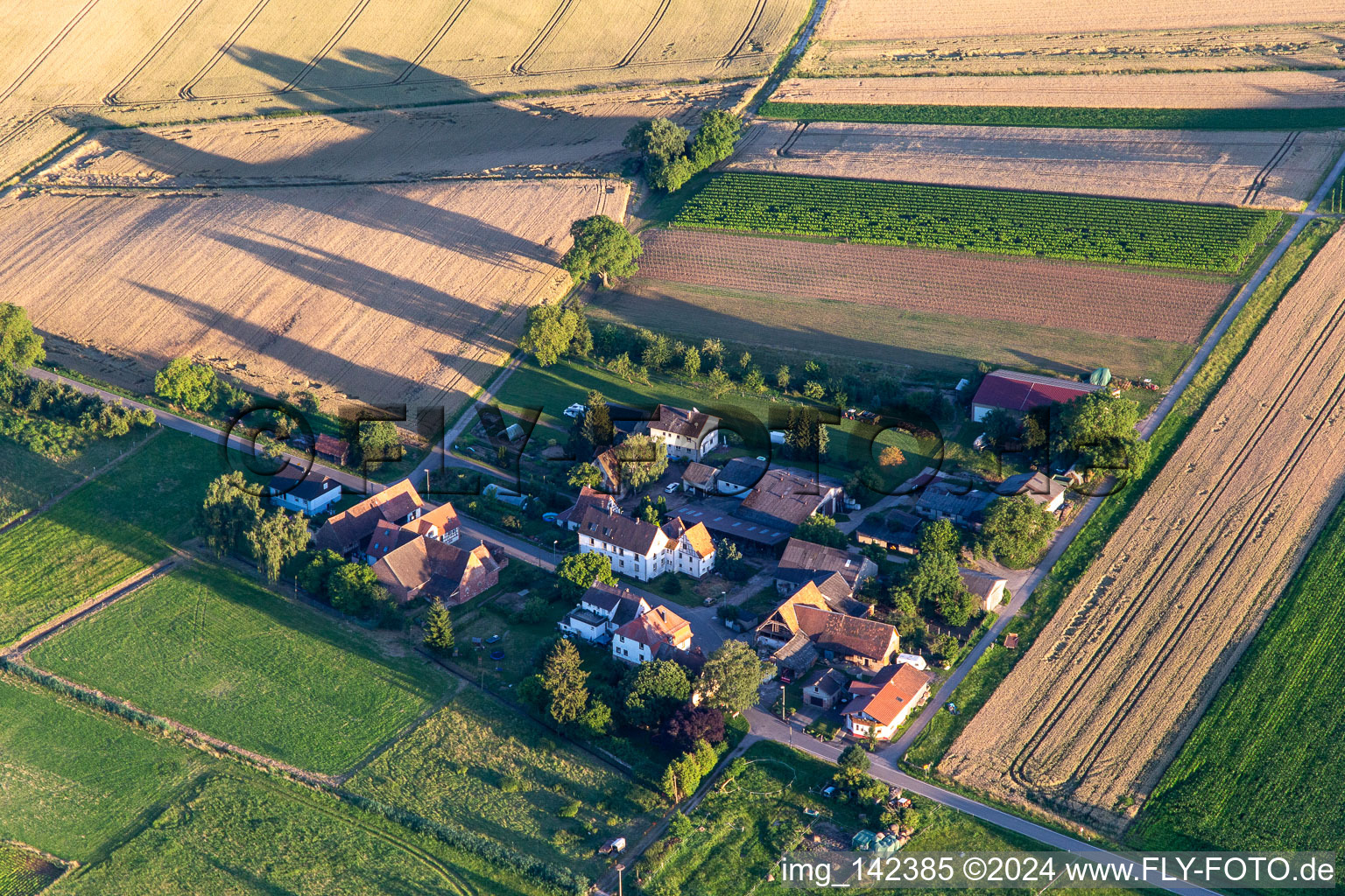 District Deutschhof in Kapellen-Drusweiler in the state Rhineland-Palatinate, Germany from a drone