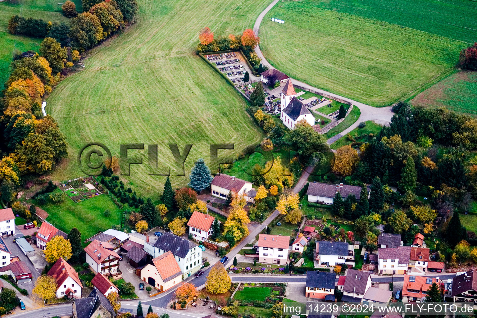 Church and cemetery Haag in the district Haag in Schönbrunn in the state Baden-Wuerttemberg, Germany