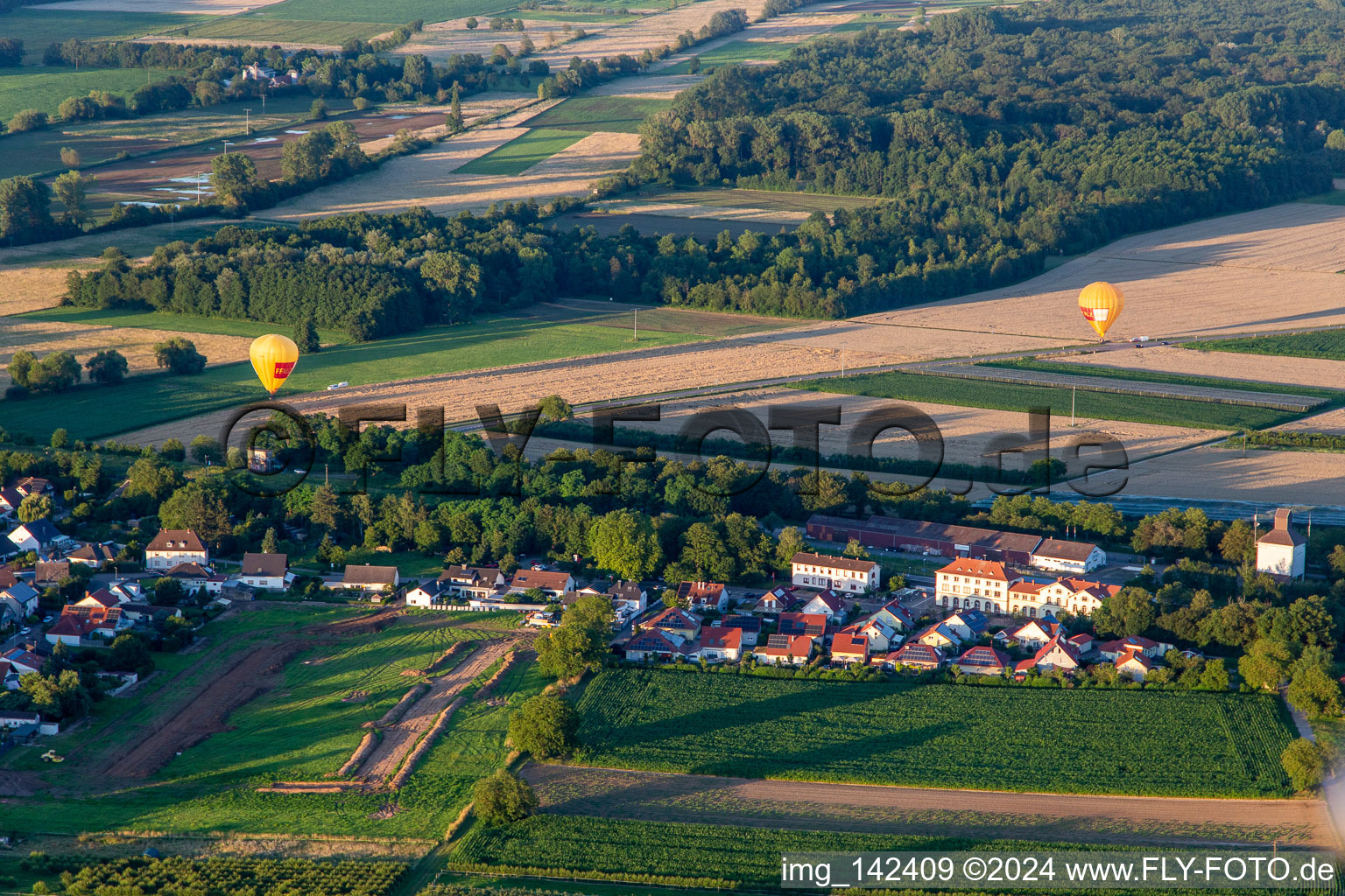 Aerial view of At the train station in Winden in the state Rhineland-Palatinate, Germany