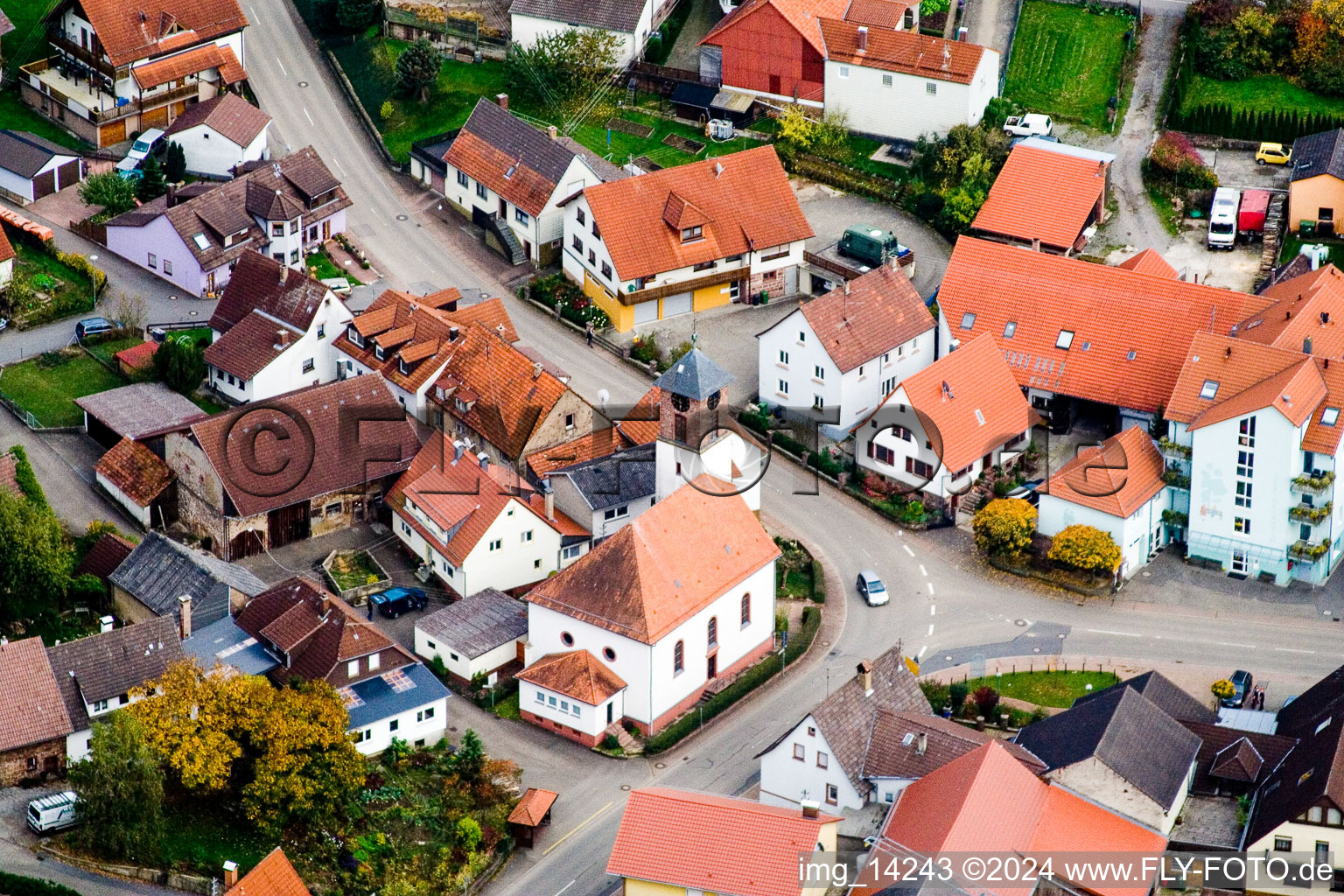 Church building in the village of in Schwanheim in the state Baden-Wurttemberg, Germany