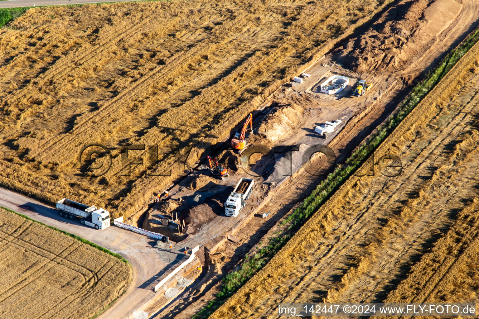 Aerial photograpy of Development of agricultural hall in Insheim in the state Rhineland-Palatinate, Germany