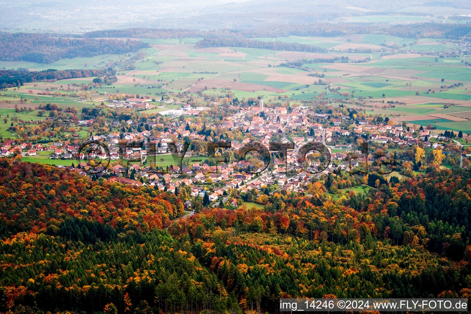 Village view in Neunkirchen in the state Baden-Wuerttemberg, Germany