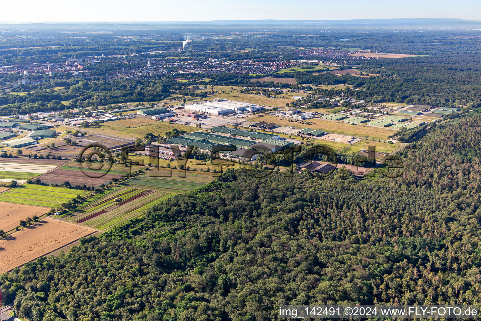 Mercedes-Benz North industrial area and US Army hazardous materials warehouse in Lingenfeld in the state Rhineland-Palatinate, Germany