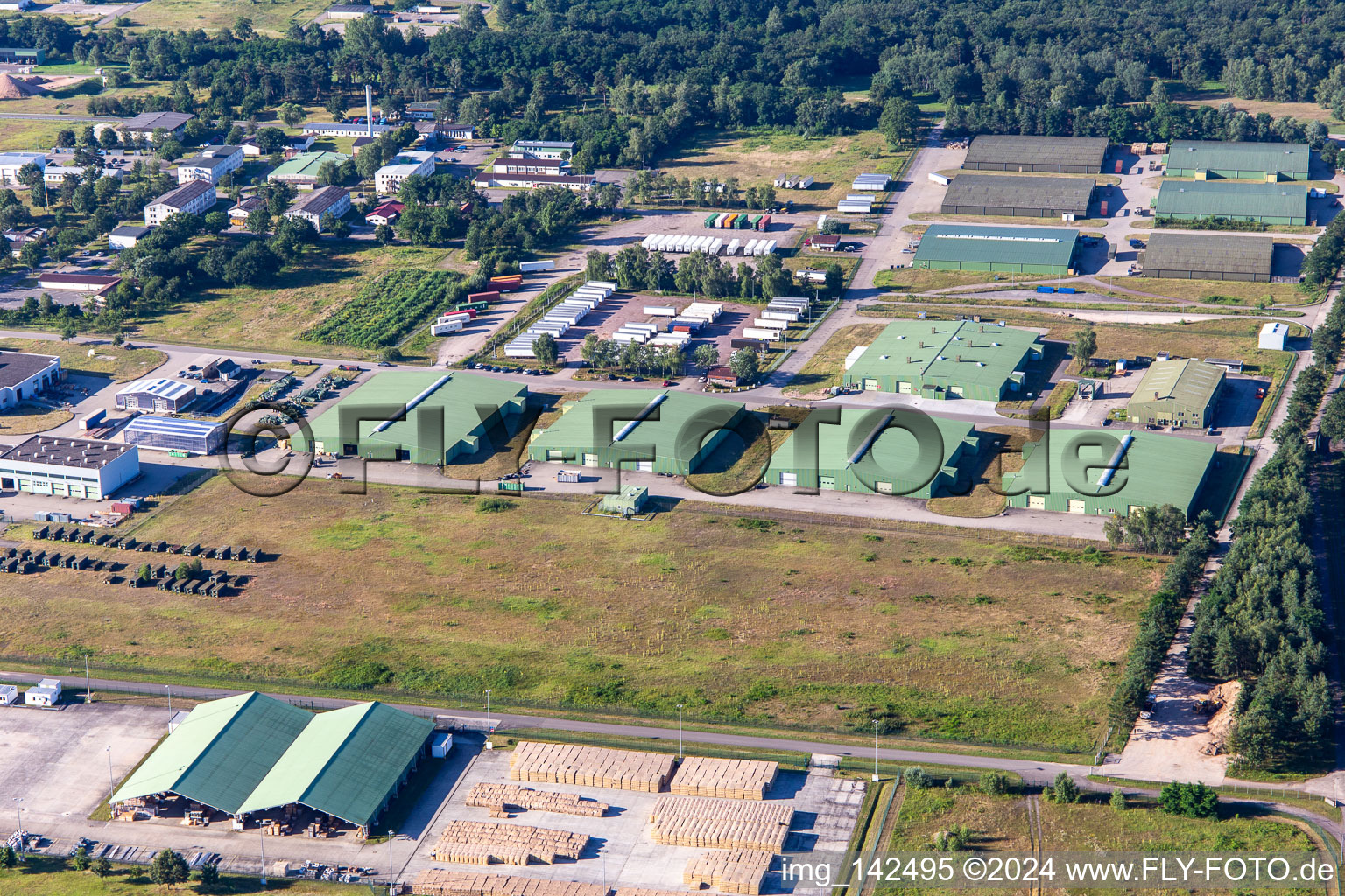 Aerial photograpy of DeCA CDC Germersheim. DLA Distribution Europe Germersheim is DLA Distribution's largest distribution office on the European continent and a forward-looking distribution platform for the US Army in Lingenfeld in the state Rhineland-Palatinate, Germany