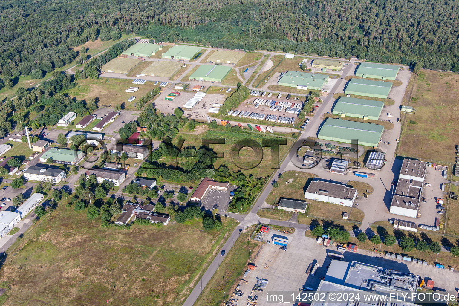 DeCA CDC Germersheim. DLA Distribution Europe Germersheim is DLA Distribution's largest distribution office on the European continent and a forward-looking distribution platform for the US Army in Lingenfeld in the state Rhineland-Palatinate, Germany seen from above