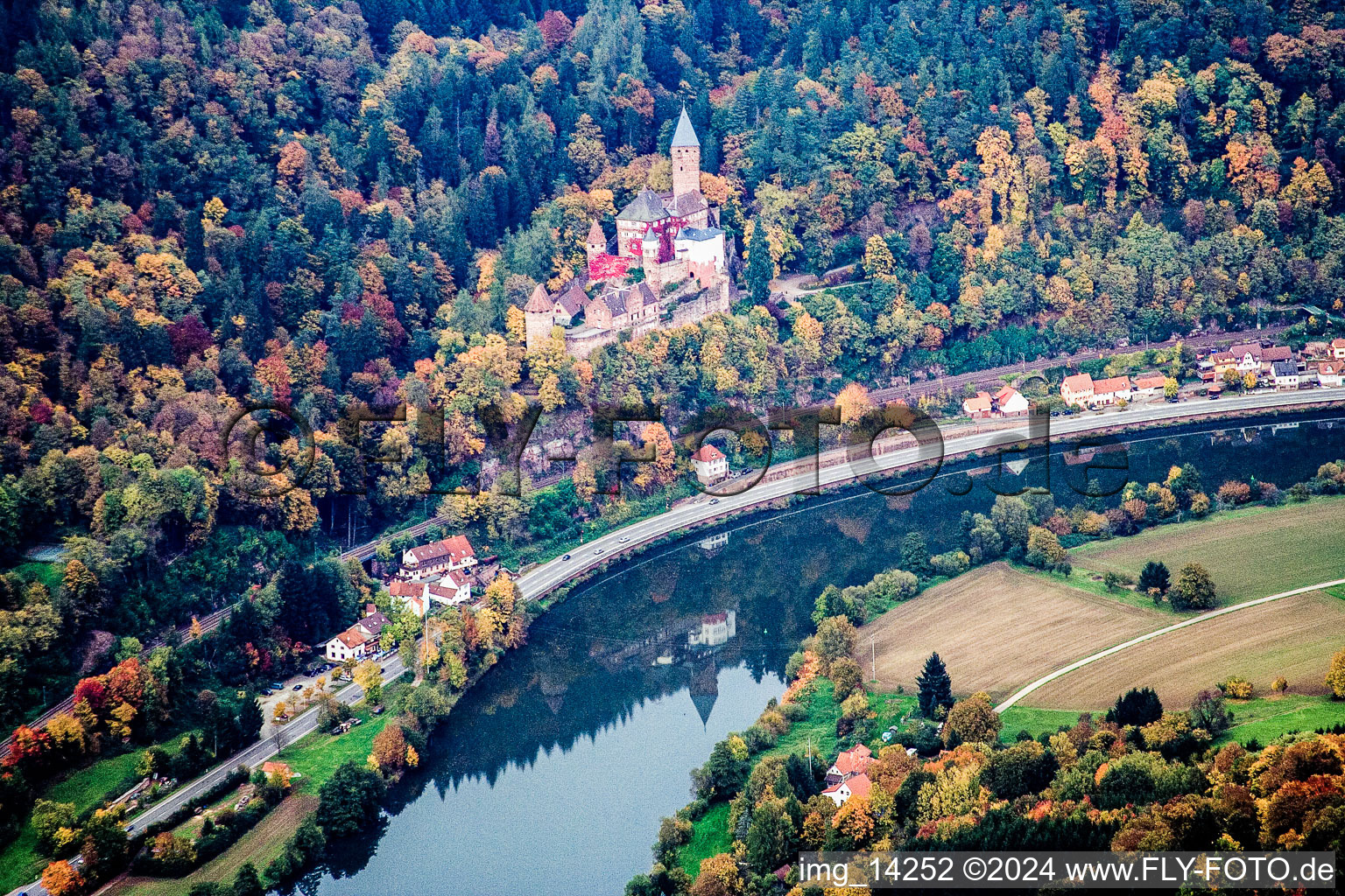 Castle of Zwingenberg above the Neckar in Zwingenberg in the state Baden-Wurttemberg, Germany