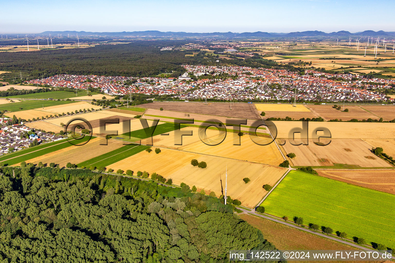 From the east in Rülzheim in the state Rhineland-Palatinate, Germany