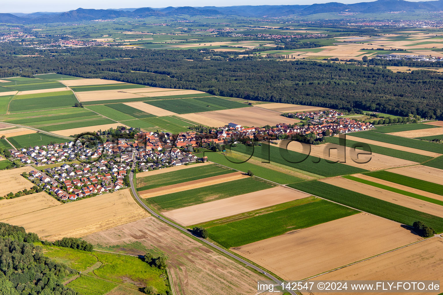 From the southeast in the district Hayna in Herxheim bei Landau in the state Rhineland-Palatinate, Germany