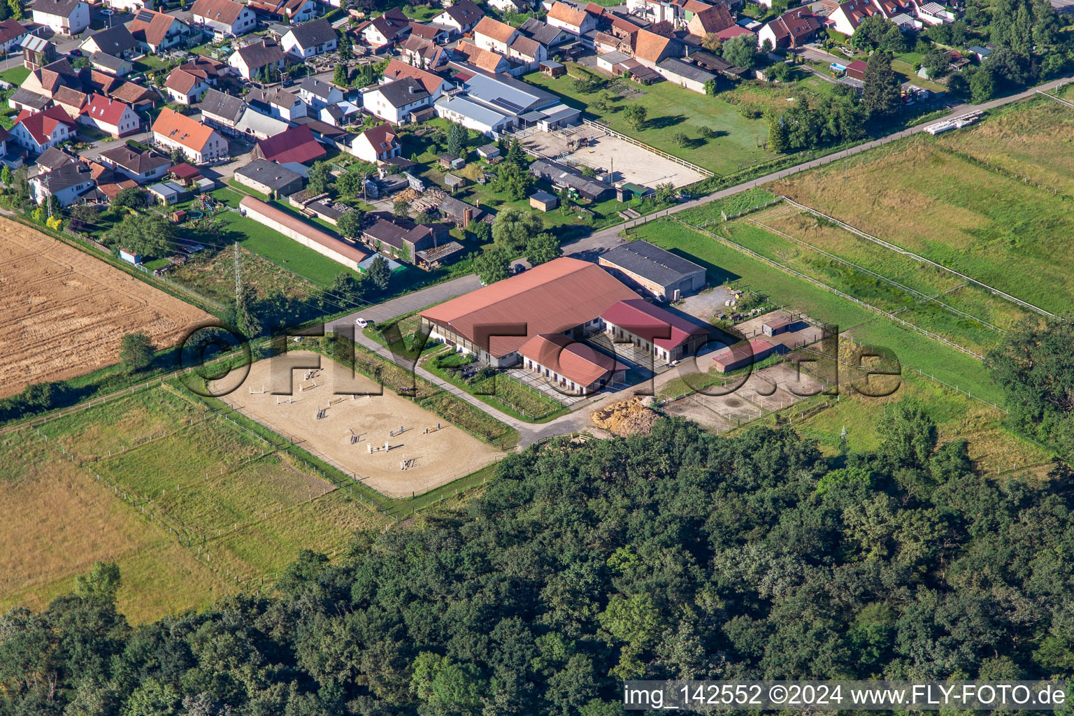 Riding facility at Altbach in the district Minderslachen in Kandel in the state Rhineland-Palatinate, Germany