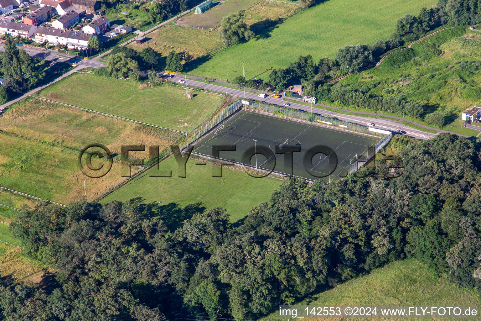 Sports field Minderslachen in the district Minderslachen in Kandel in the state Rhineland-Palatinate, Germany