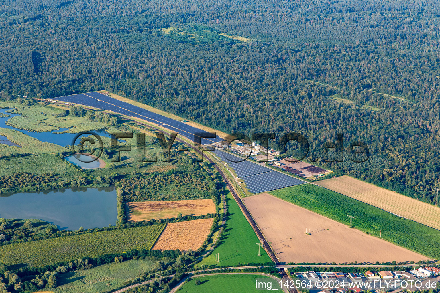 Solar Park Bruhrain in the district Oberhausen in Oberhausen-Rheinhausen in the state Baden-Wuerttemberg, Germany