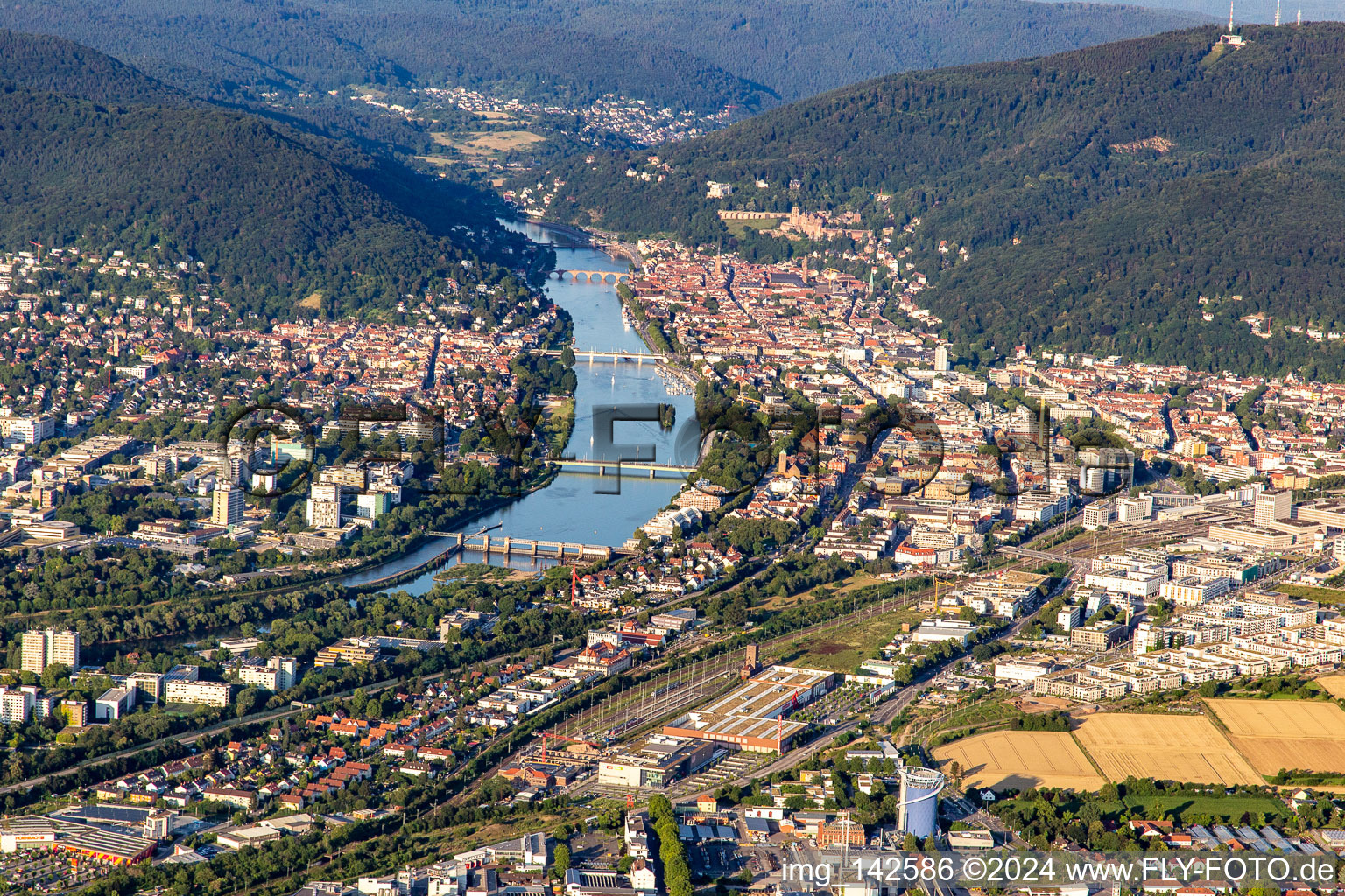 Neckar bridges in the district Voraltstadt in Heidelberg in the state Baden-Wuerttemberg, Germany