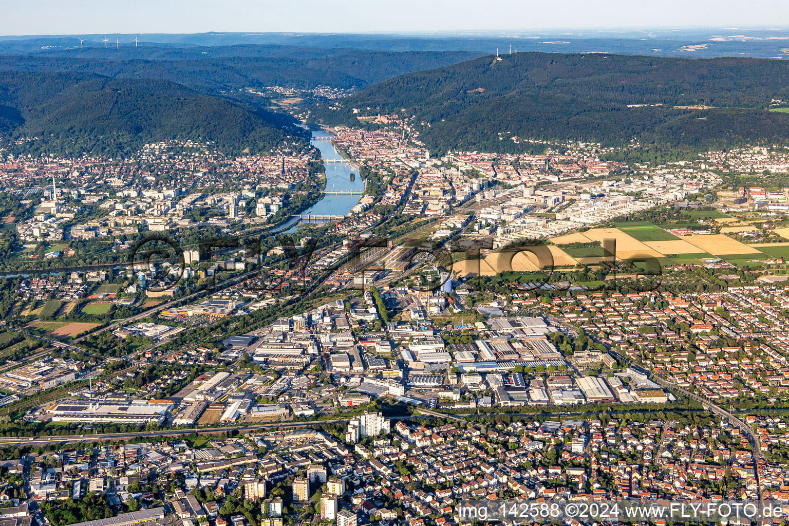 Aerial view of District Pfaffengrund-Nord in Heidelberg in the state Baden-Wuerttemberg, Germany