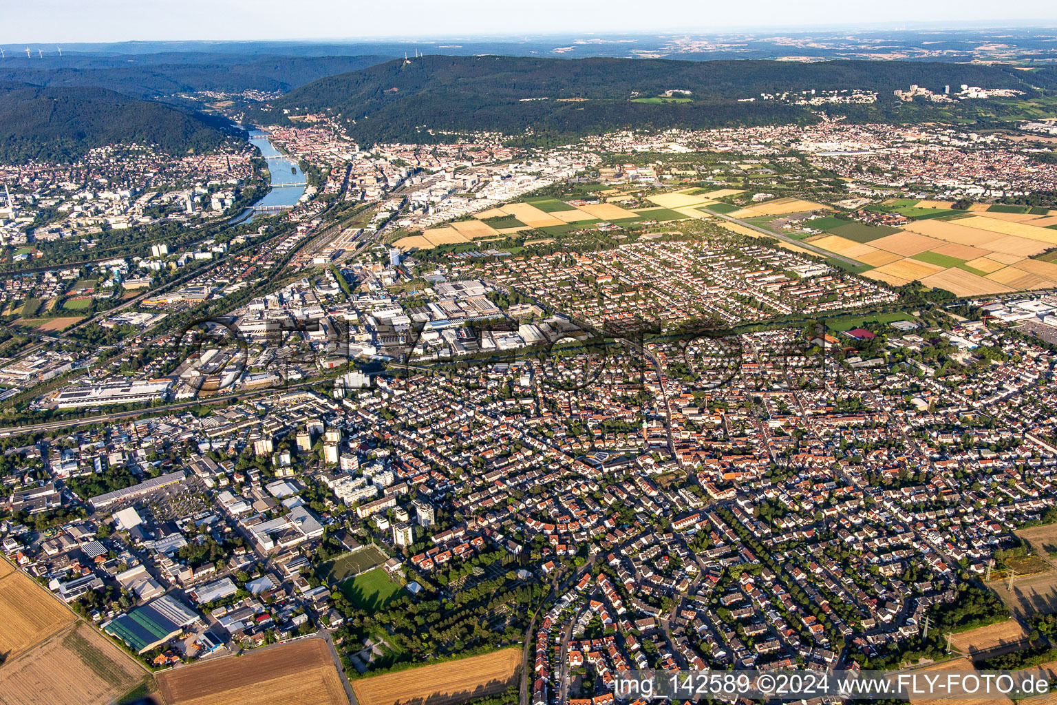 From the west in Eppelheim in the state Baden-Wuerttemberg, Germany