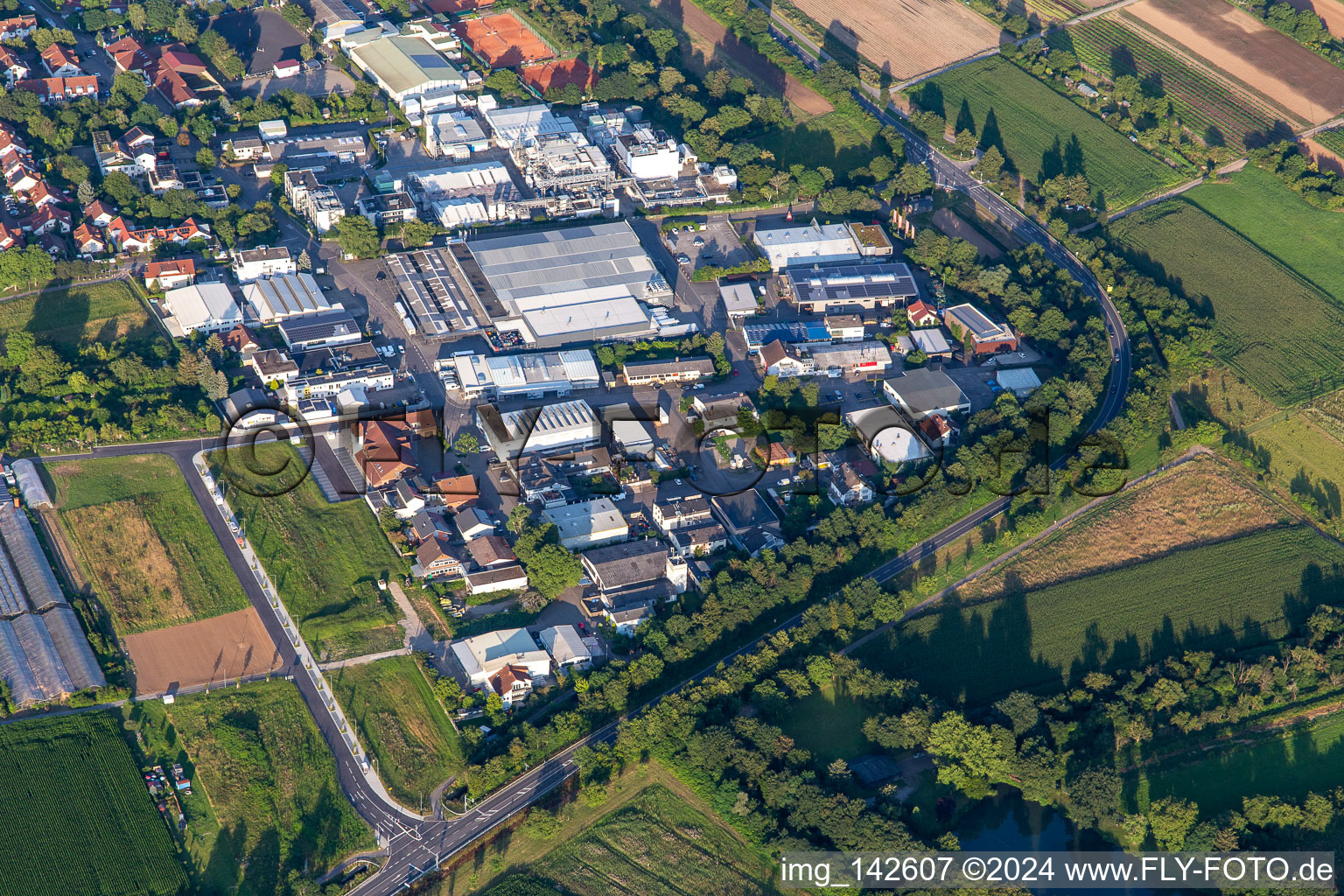 Commercial area with EDEKA Foodservice Dossenheim in Dossenheim in the state Baden-Wuerttemberg, Germany