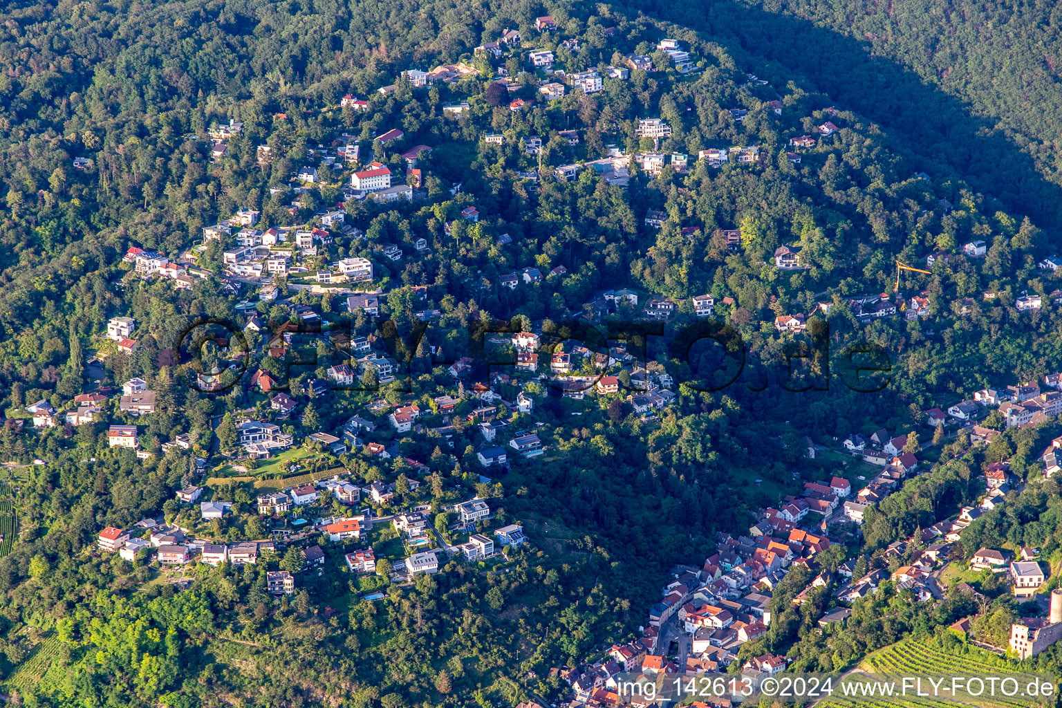 Villa district on the hillside in Schriesheim in the state Baden-Wuerttemberg, Germany