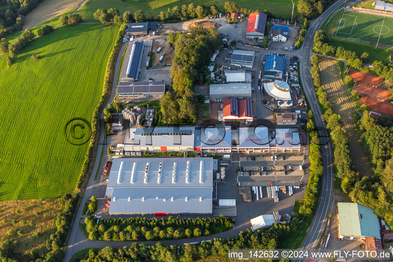 Aerial view of Morton Extrusionstechnik GmbH and Auto-Center Abtsteinach in the district Ober-Abtsteinach in Abtsteinach in the state Hesse, Germany