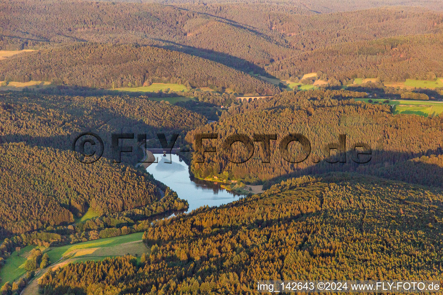 Marbach Reservoir in the district Hüttenthal in Mossautal in the state Hesse, Germany