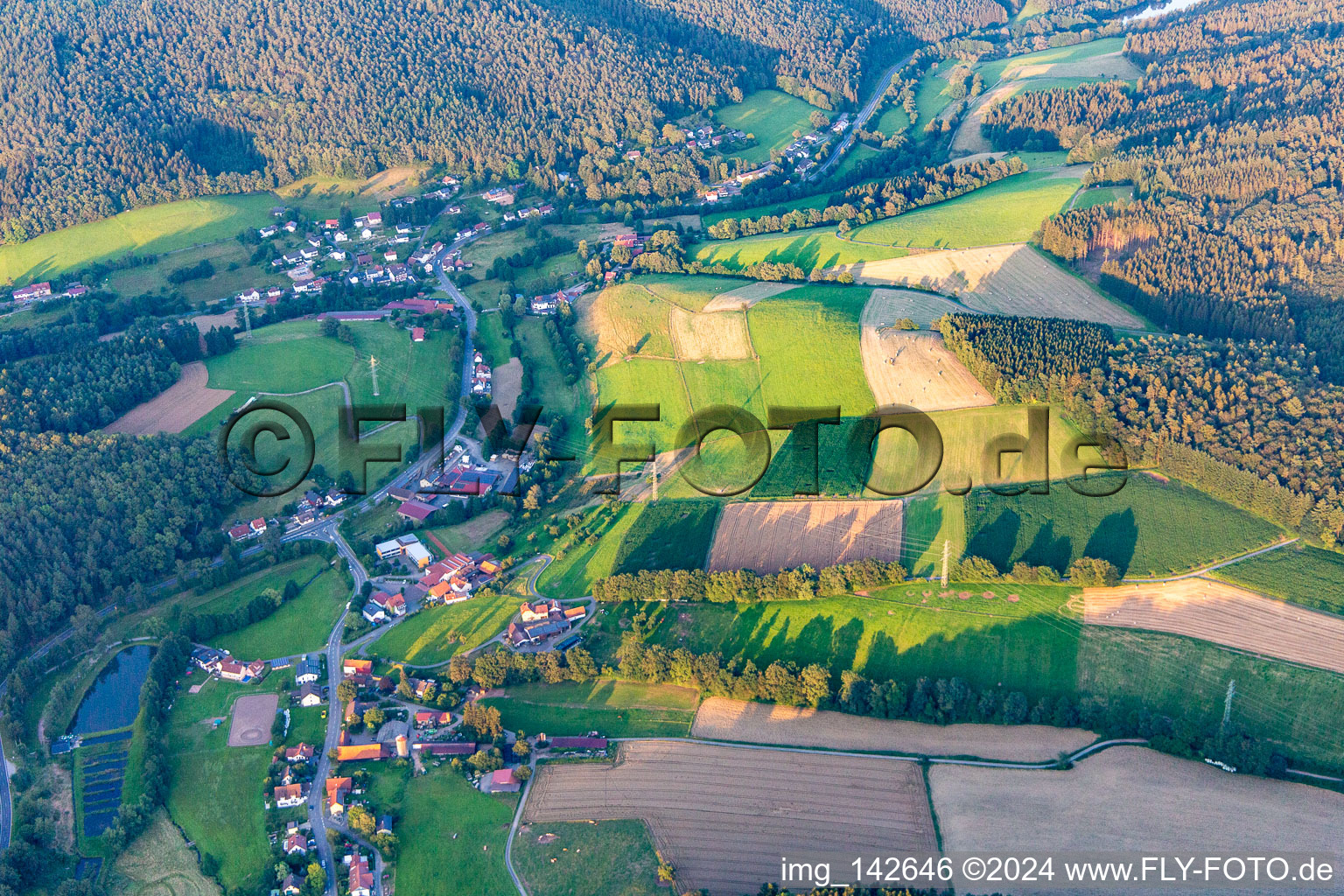 Aerial photograpy of District Hüttenthal in Mossautal in the state Hesse, Germany