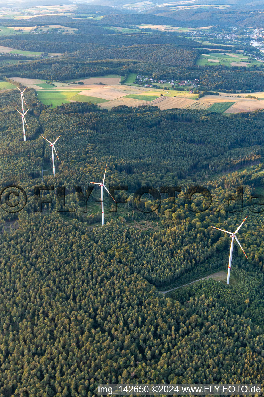 Wind farm in the district Günterfürst in Erbach in the state Hesse, Germany