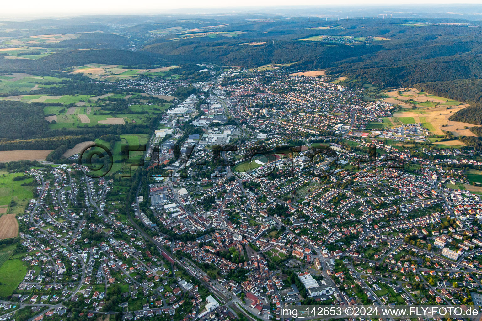 Village-Erbach from south in the district Dorf-Erbach in Erbach in the state Hesse, Germany