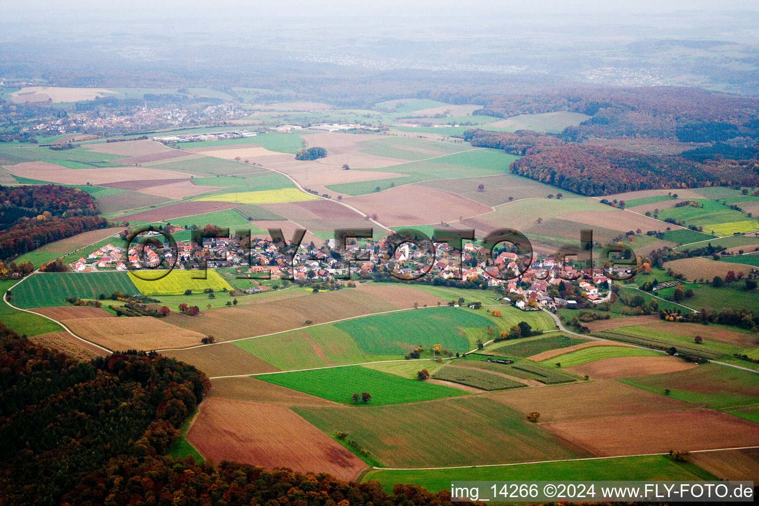 Neckargerach in the state Baden-Wuerttemberg, Germany from above