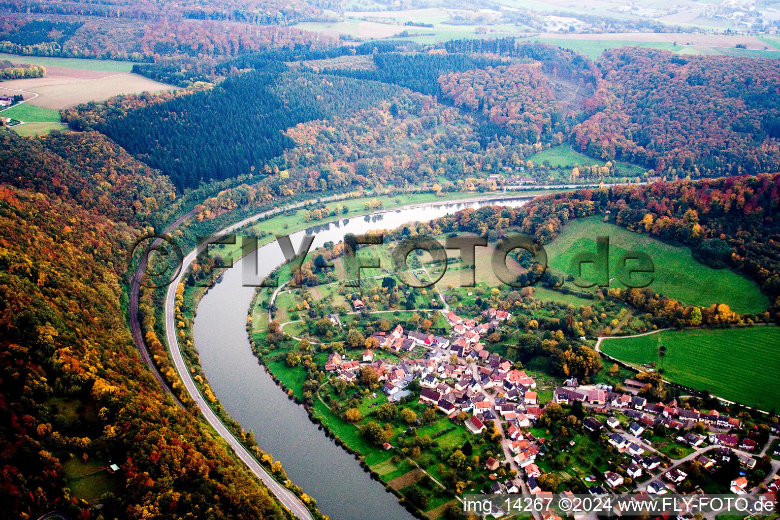 Neckargerach in the state Baden-Wuerttemberg, Germany out of the air