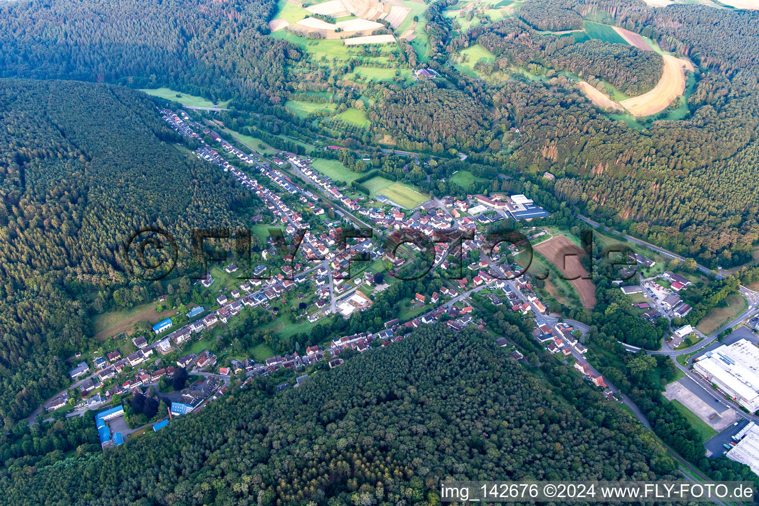 Aerial view of District Zell in Bad König in the state Hesse, Germany