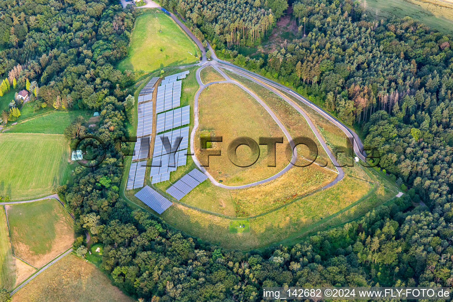 Landfill with PV system of the Odenwald waste disposal association in the district Langenbrombach in Brombachtal in the state Hesse, Germany