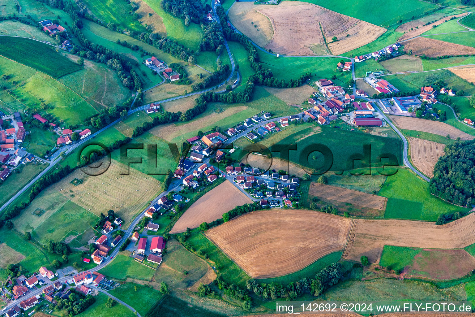 Aerial view of District Klein-Gumpen in Reichelsheim in the state Hesse, Germany