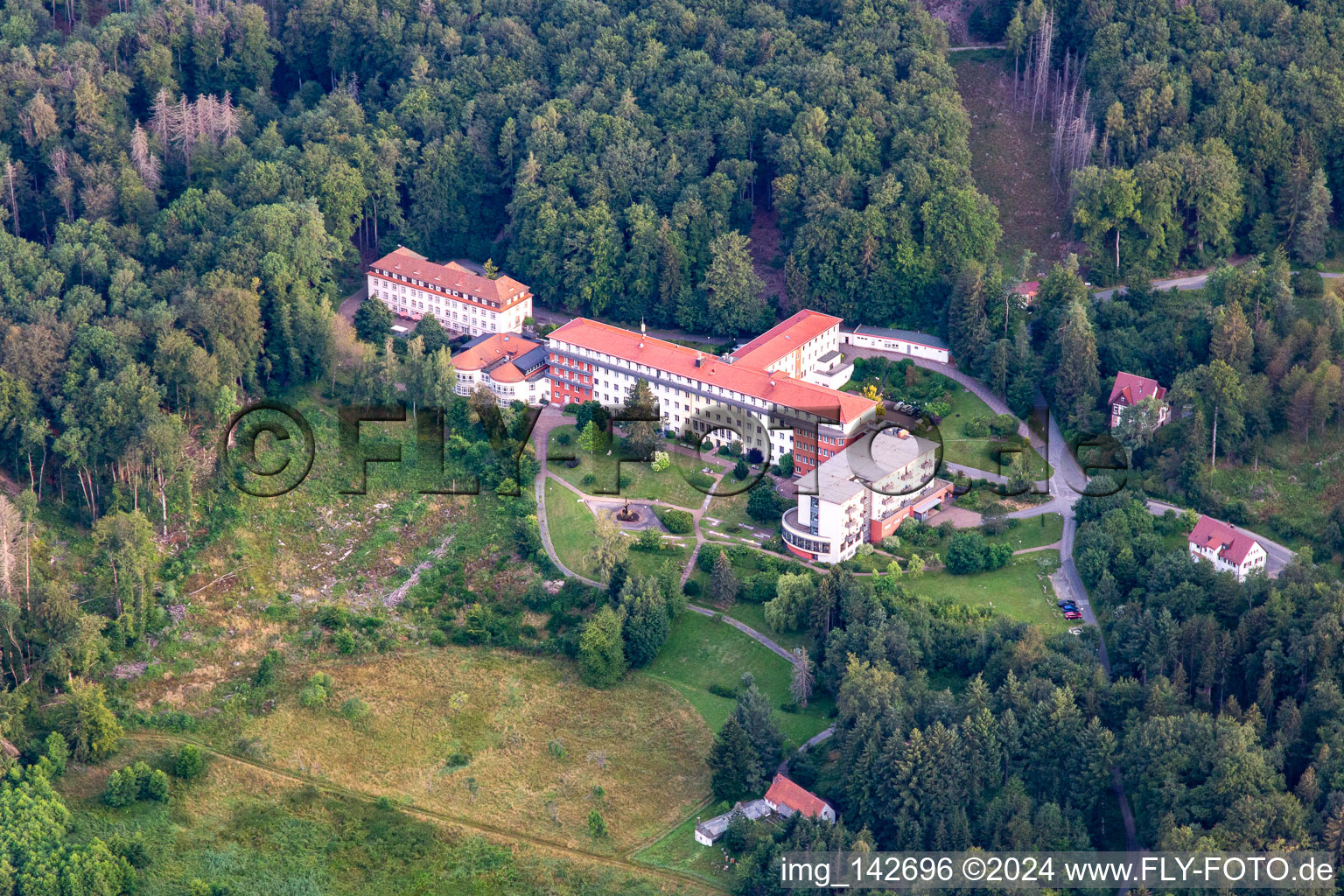 Aerial view of Eleonoren Rehabilitation Clinic in the district Winterkasten in Lindenfels in the state Hesse, Germany