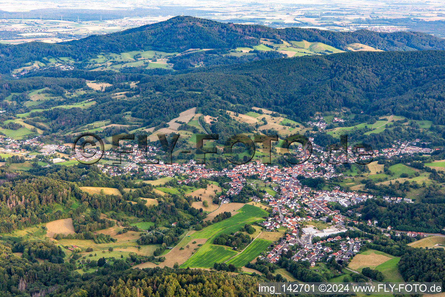 Aerial photograpy of District Reichenbach in Lautertal in the state Hesse, Germany