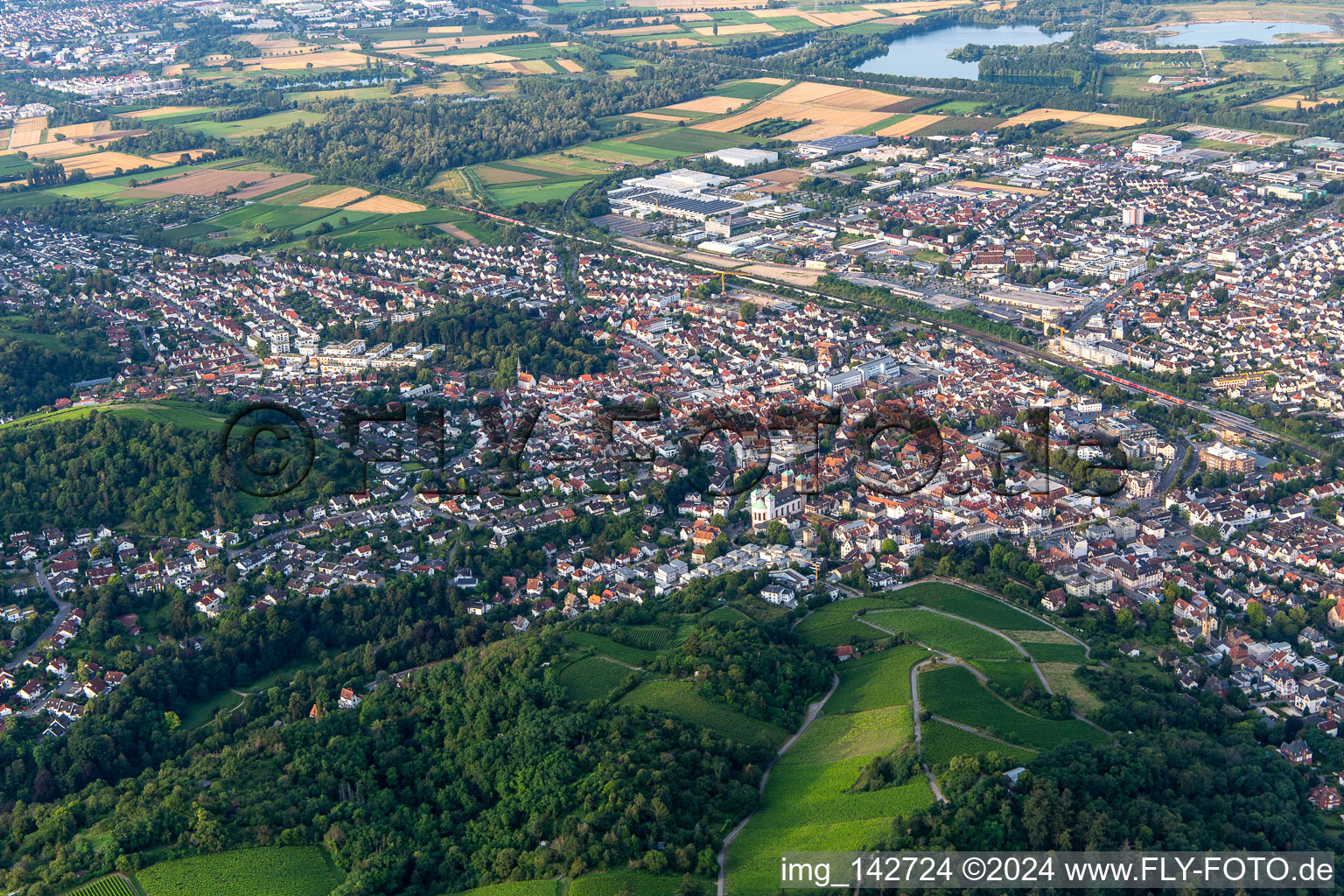 Aerial view of From northeast in Bensheim in the state Hesse, Germany