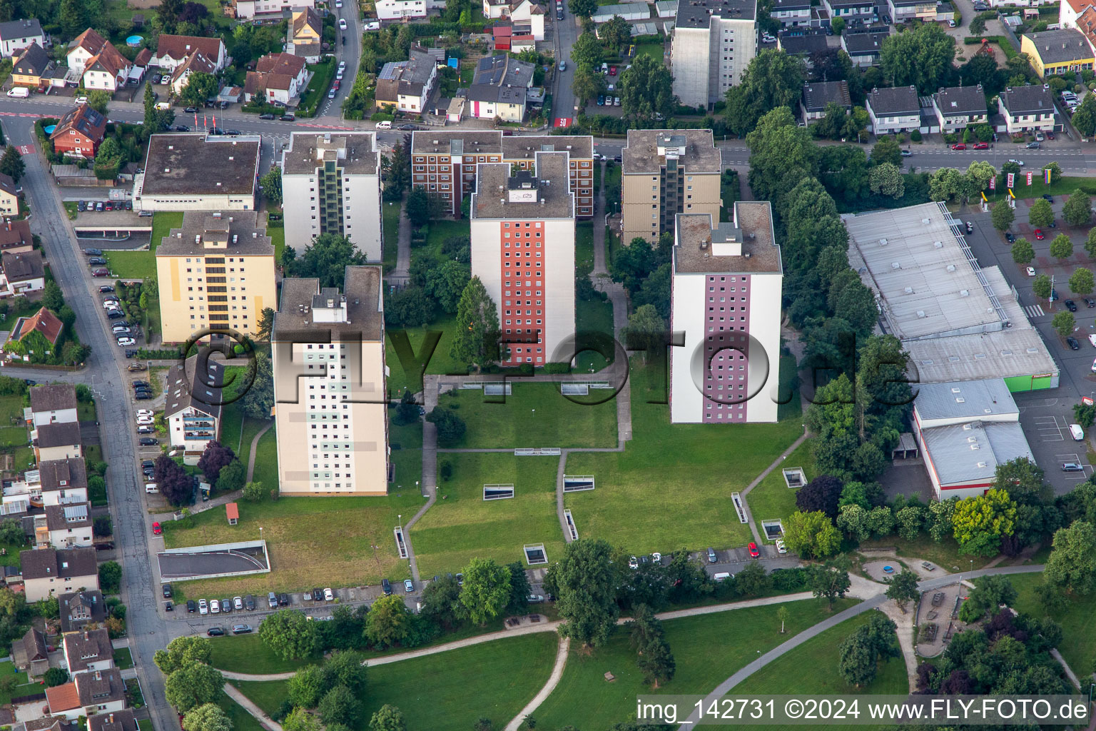 High-rise ensemble at Taunusplatz in Bensheim in the state Hesse, Germany