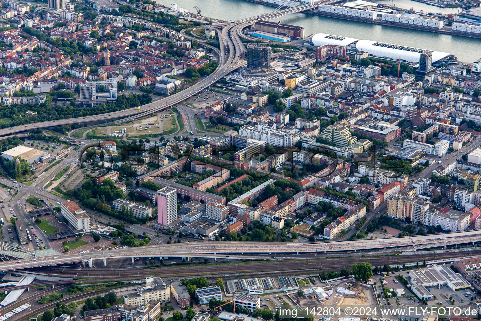 Elevated roads B44 and B37 under demolition/reconstruction in the district Mitte in Ludwigshafen am Rhein in the state Rhineland-Palatinate, Germany