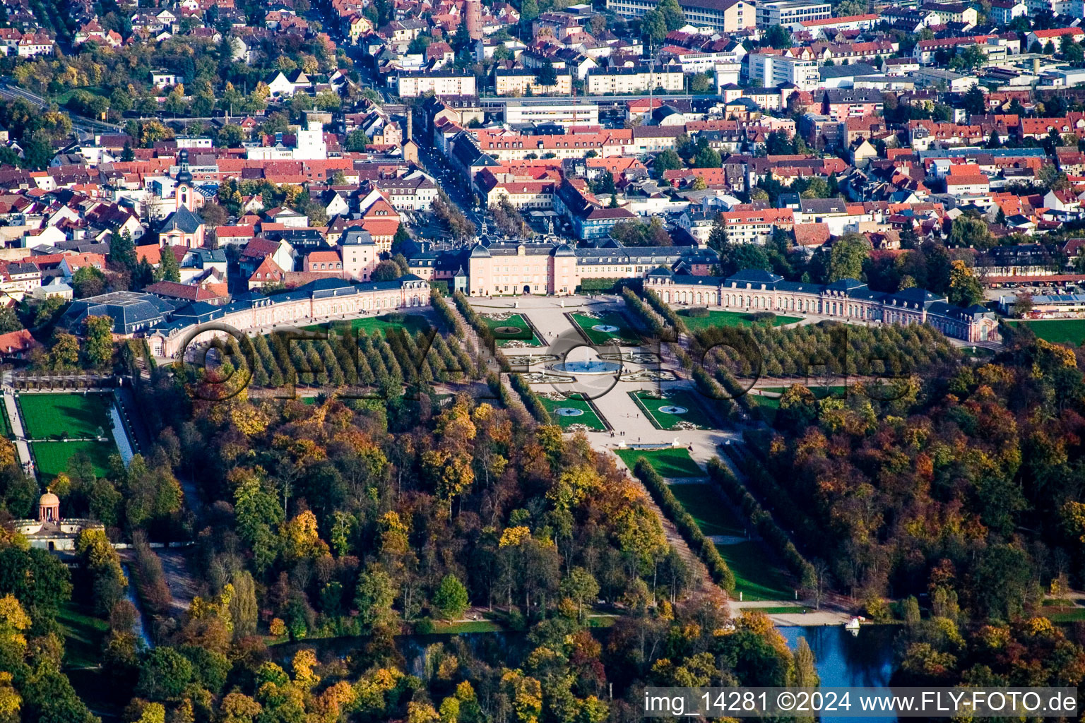 Schwetzingen in the state Baden-Wuerttemberg, Germany viewn from the air