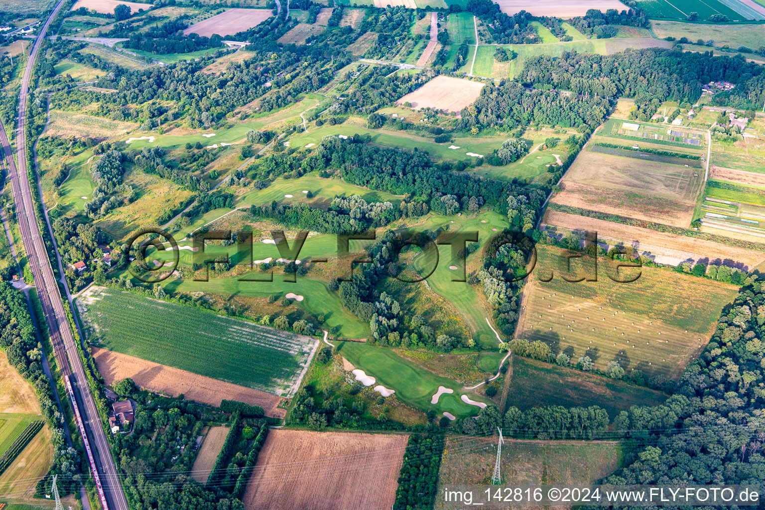 Aerial view of Golfpark Kurpfalz in Schifferstadt in the state Rhineland-Palatinate, Germany