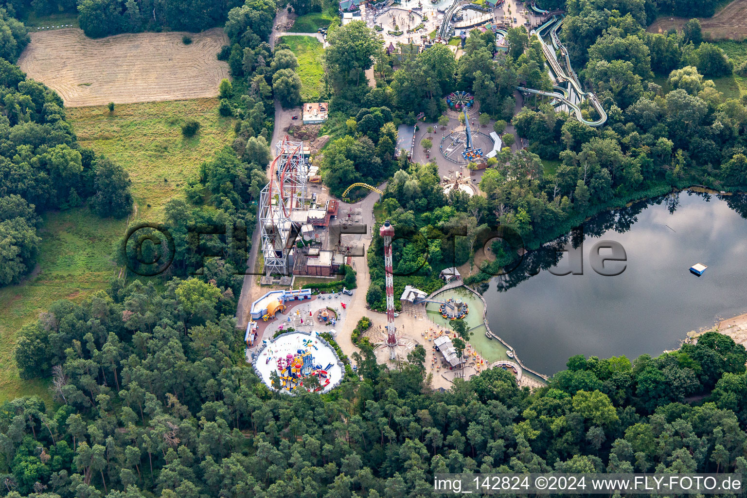 Aerial view of Holiday Park Germany in Haßloch in the state Rhineland-Palatinate, Germany